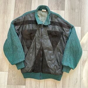 Vintage 80's Wool Blend Men's Jacket Made In Italy Size Large Lampo Zipper